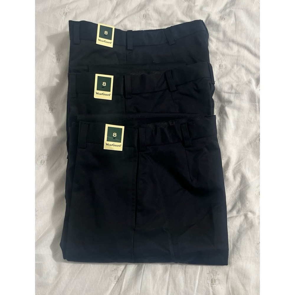 WearGuard Work Pants- Black Flat Front Straight Leg Size 8 Unfinished Hem